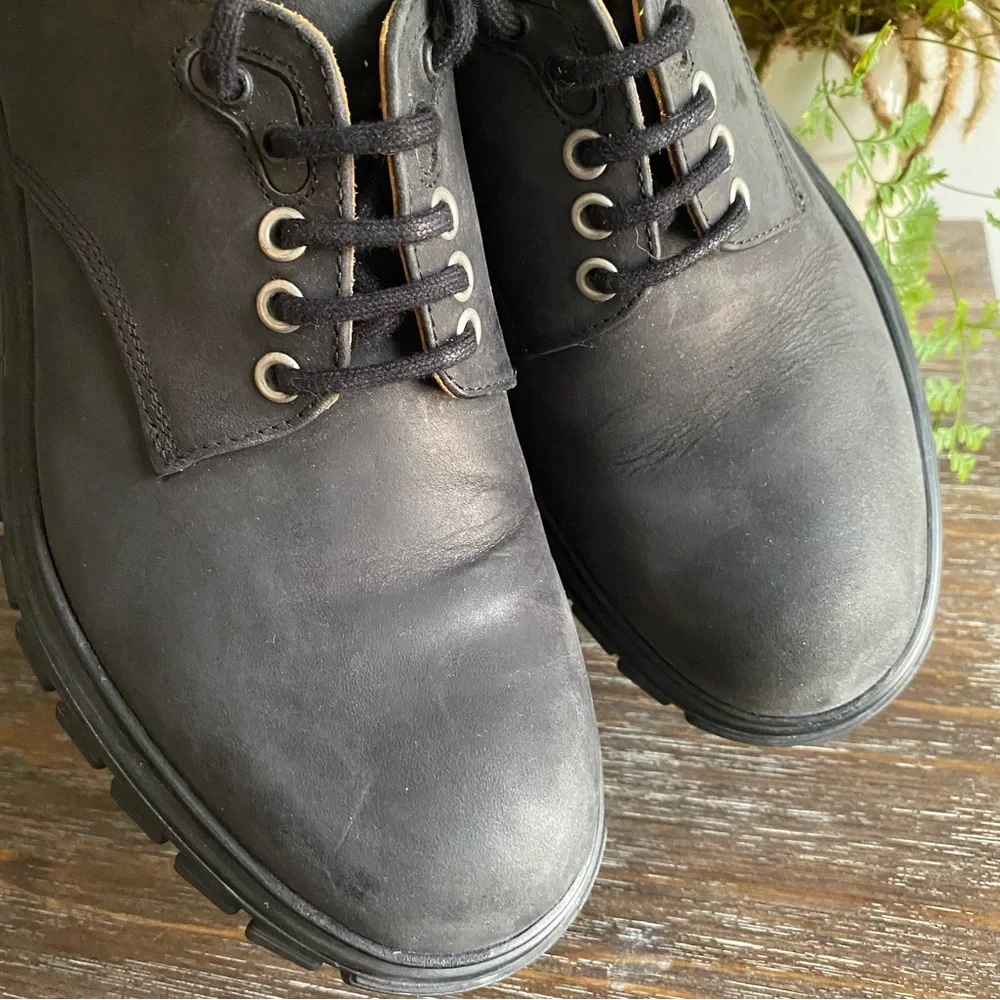 VTG Y2K John Fluevog “Tuesday Everyday Derby” Black Leather Unisex Men 7 Women 9